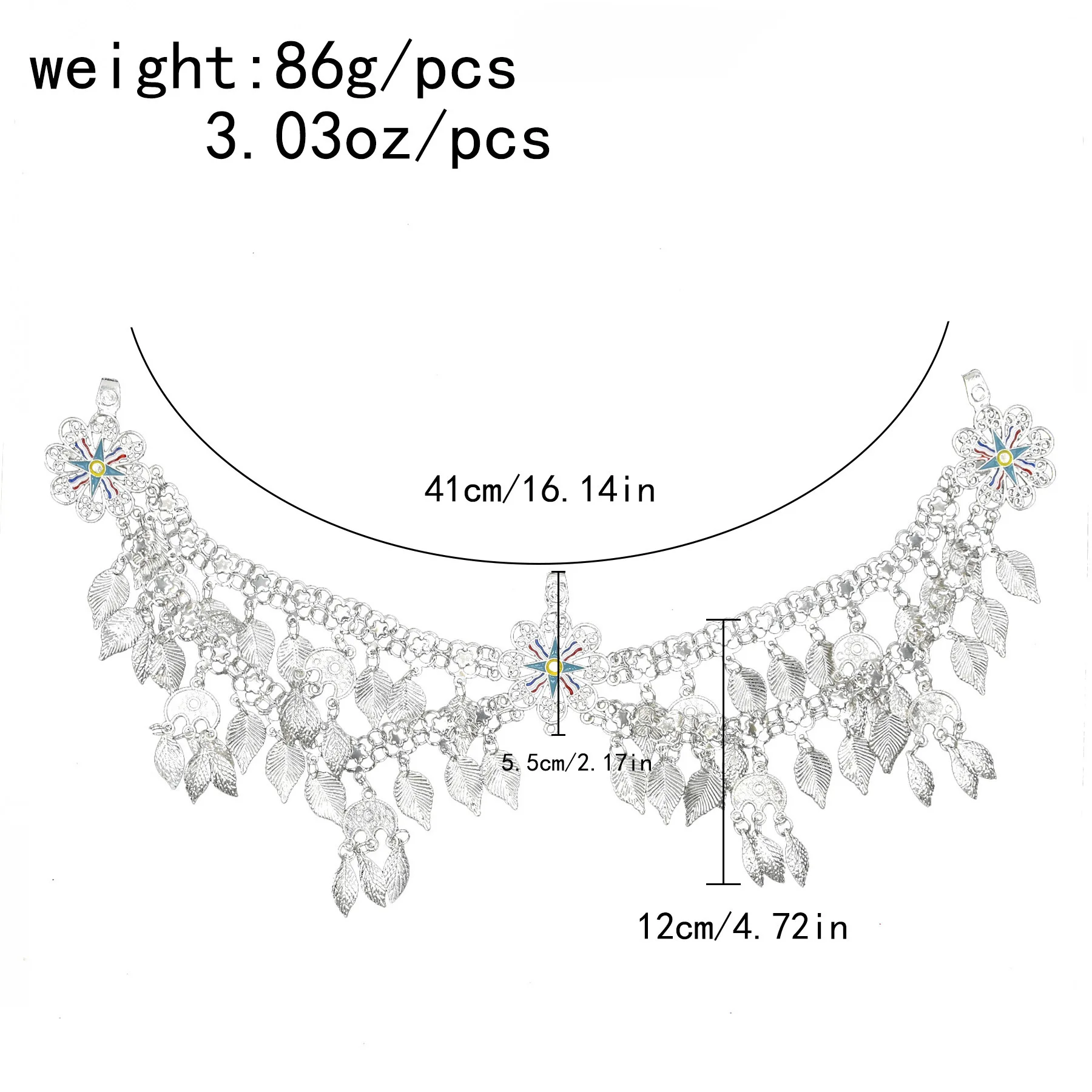 Sparkling Silver Plated Leaves Tassel Headband Hair Accessories Bohemian Bride Hair Jewelry Dance Party Banquet Fashion Gift