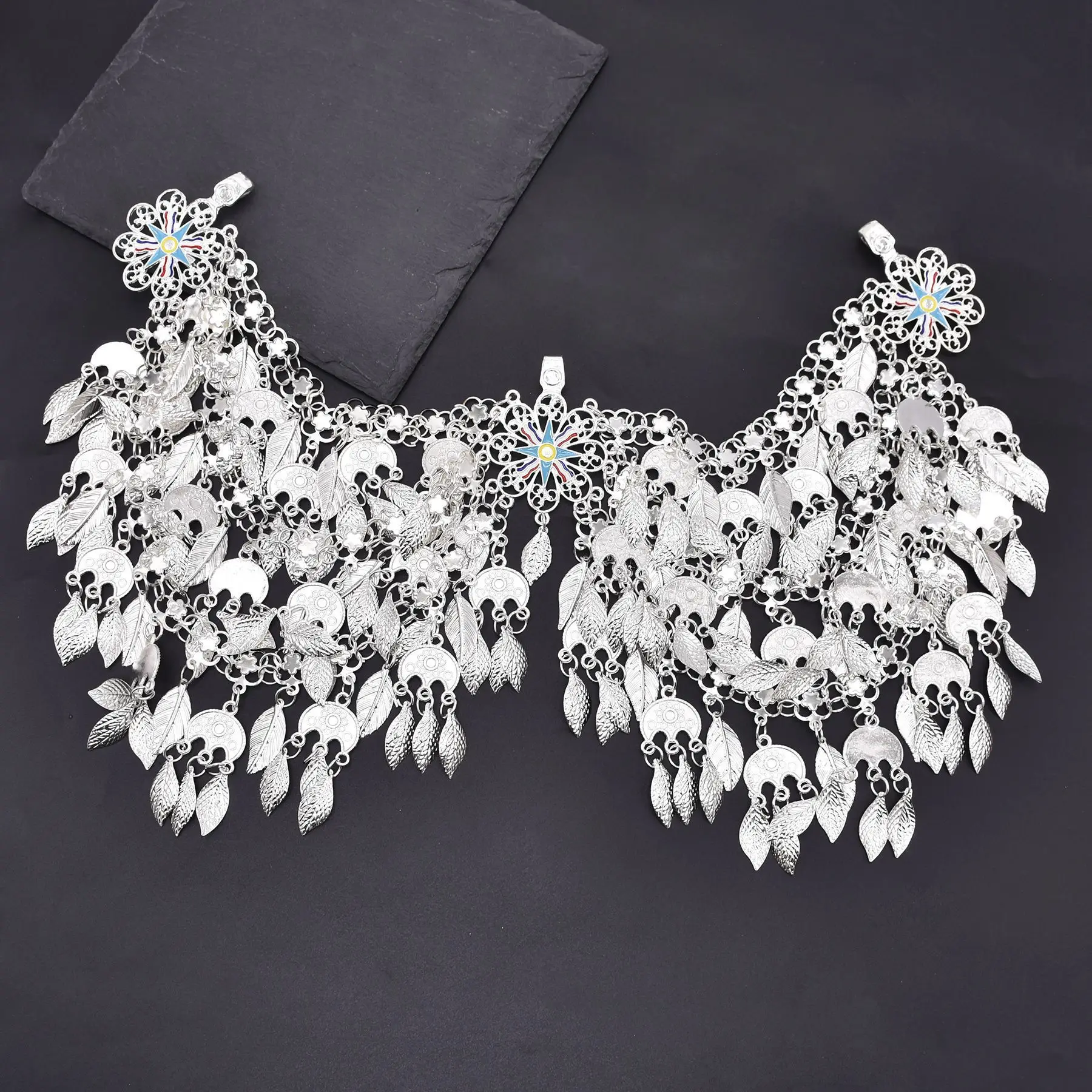 Sparkling Silver Plated Leaves Tassel Headband Hair Accessories Bohemian Bride Hair Jewelry Dance Party Banquet Fashion Gift