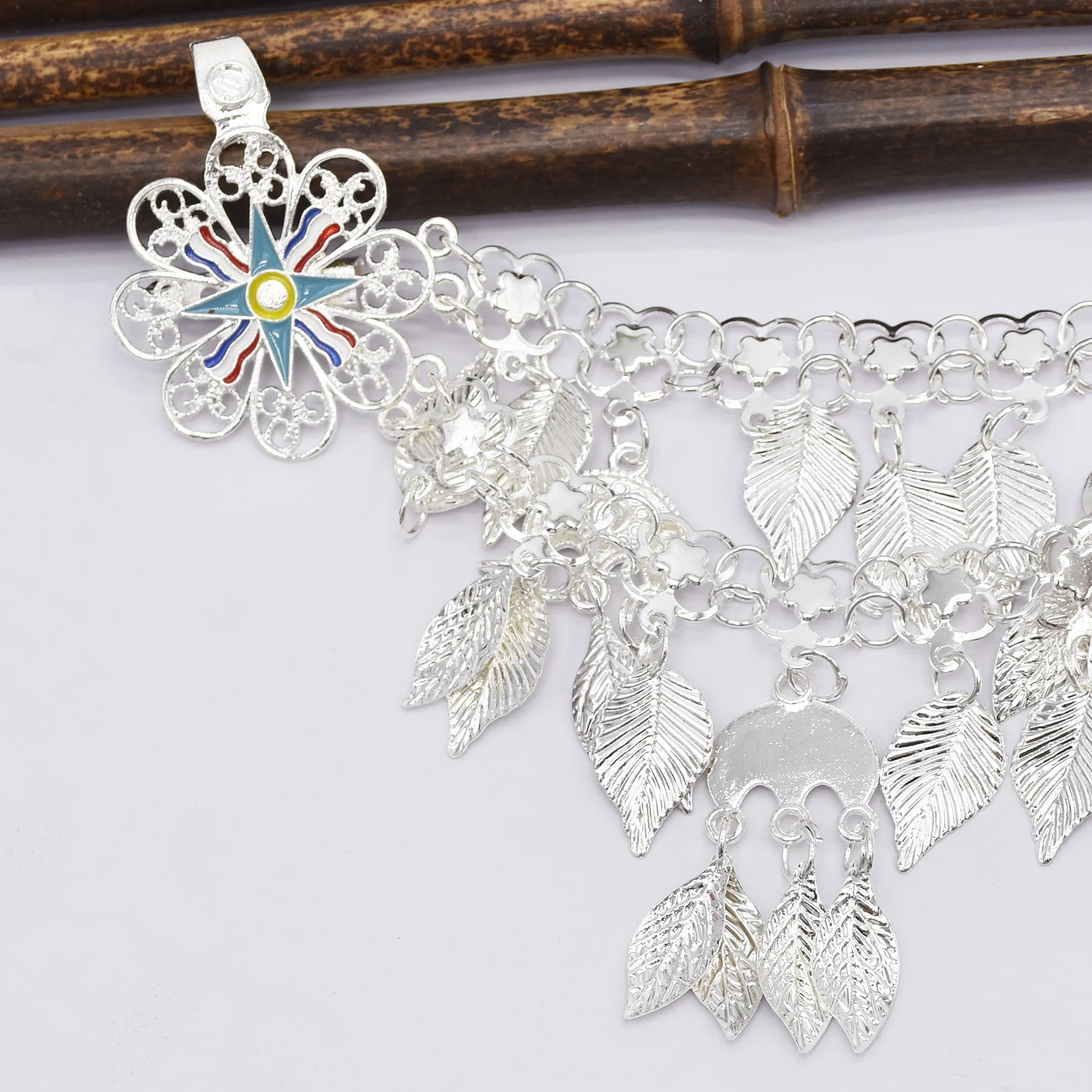 Sparkling Silver Plated Leaves Tassel Headband Hair Accessories Bohemian Bride Hair Jewelry Dance Party Banquet Fashion Gift