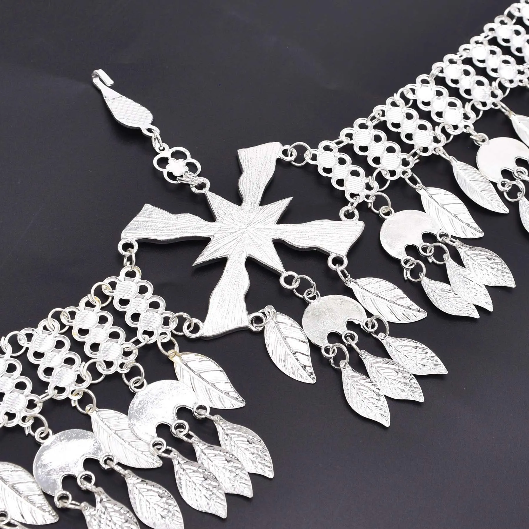 Sparkling Silver Plated Leaves Tassel Headband Hair Accessories Bohemian Bride Hair Jewelry Dance Party Banquet Fashion Gift