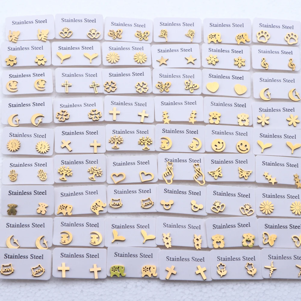 20Pairs/Lot Small Stainless Steel Letter Stud Earrings For Women Girls Piercing Ear Jewelry No Fade
