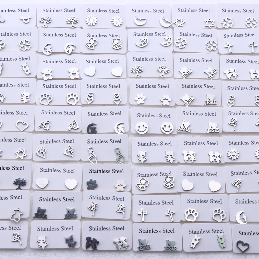 20Pairs/Lot Small Stainless Steel Letter Stud Earrings For Women Girls Piercing Ear Jewelry No Fade