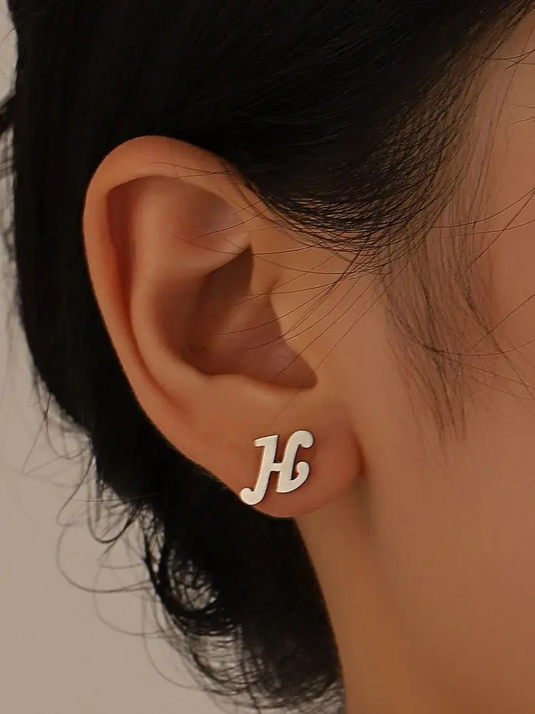 20Pairs/Lot Small Stainless Steel Letter Stud Earrings For Women Girls Piercing Ear Jewelry No Fade