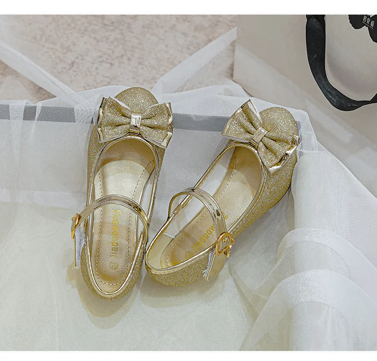 Girls Sandals Rhinestone Butterfly Latin Dance Kids Shoes Children High Heel Princess Shoes Glitter Leather Party Dress Wedding