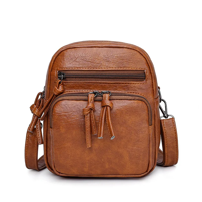 Yogodlns Vintage Crossbody Bag Women Soft PU Leather Shoulder Bag Multifunction Messenger Bag Small Square Bag Big Capacity Bag