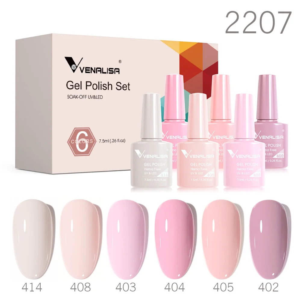 Venalisa Gel Nail Polish 6pcs/lot x7.5ml Soak Off UV LED Nails Varnish Set Semi Permanent Nail Art Gels Lacquer Gift Box Kit