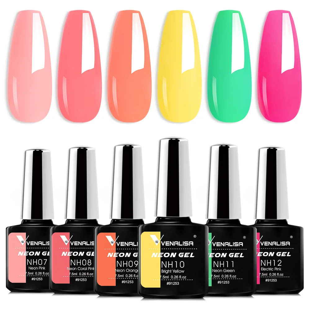 Venalisa Gel Nail Polish 6pcs/lot x7.5ml Soak Off UV LED Nails Varnish Set Semi Permanent Nail Art Gels Lacquer Gift Box Kit