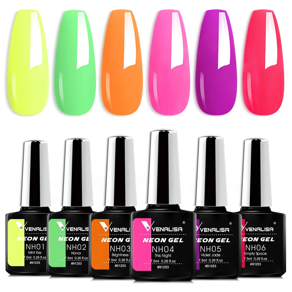 Venalisa Gel Nail Polish 6pcs/lot x7.5ml Soak Off UV LED Nails Varnish Set Semi Permanent Nail Art Gels Lacquer Gift Box Kit