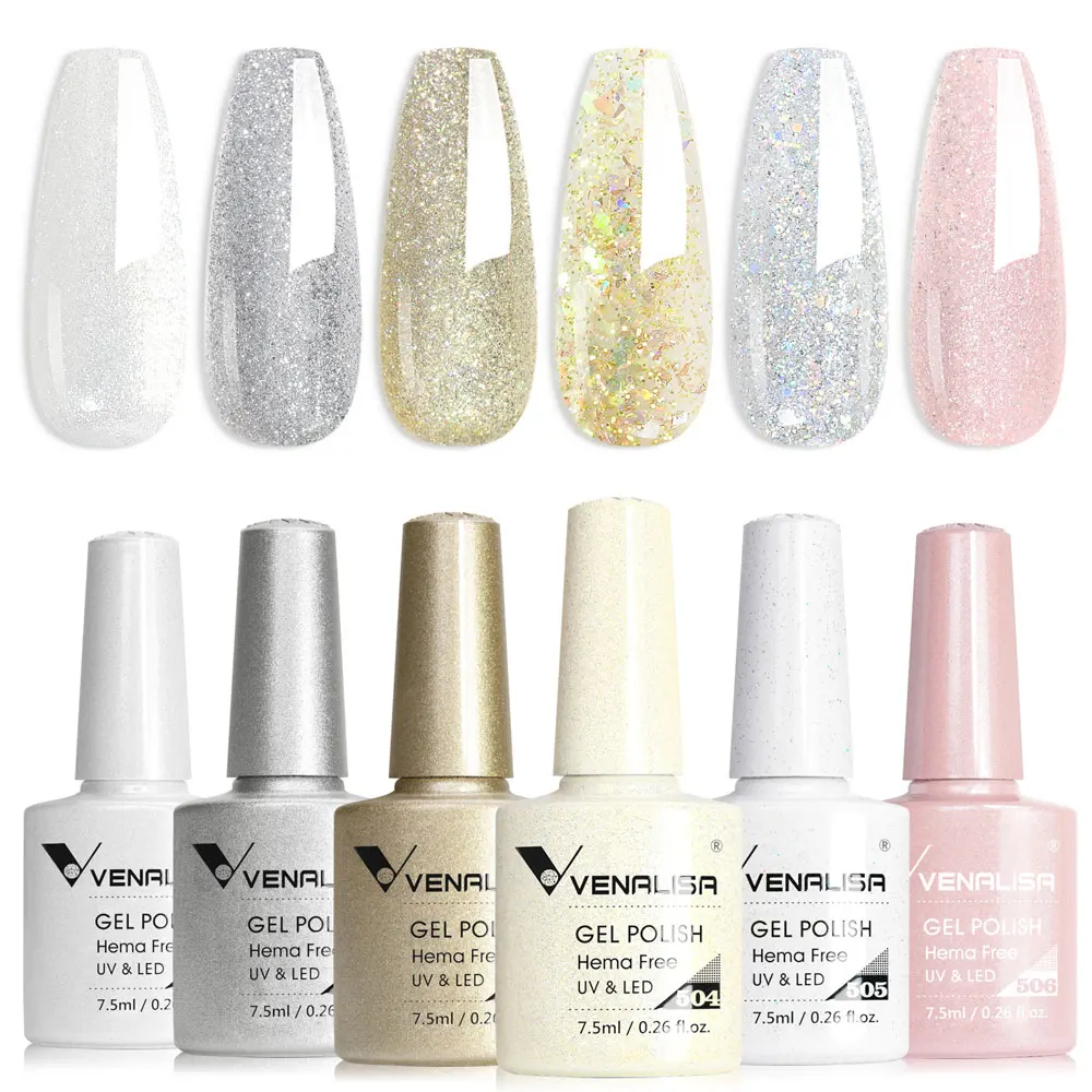 Venalisa Gel Nail Polish 6pcs/lot x7.5ml Soak Off UV LED Nails Varnish Set Semi Permanent Nail Art Gels Lacquer Gift Box Kit