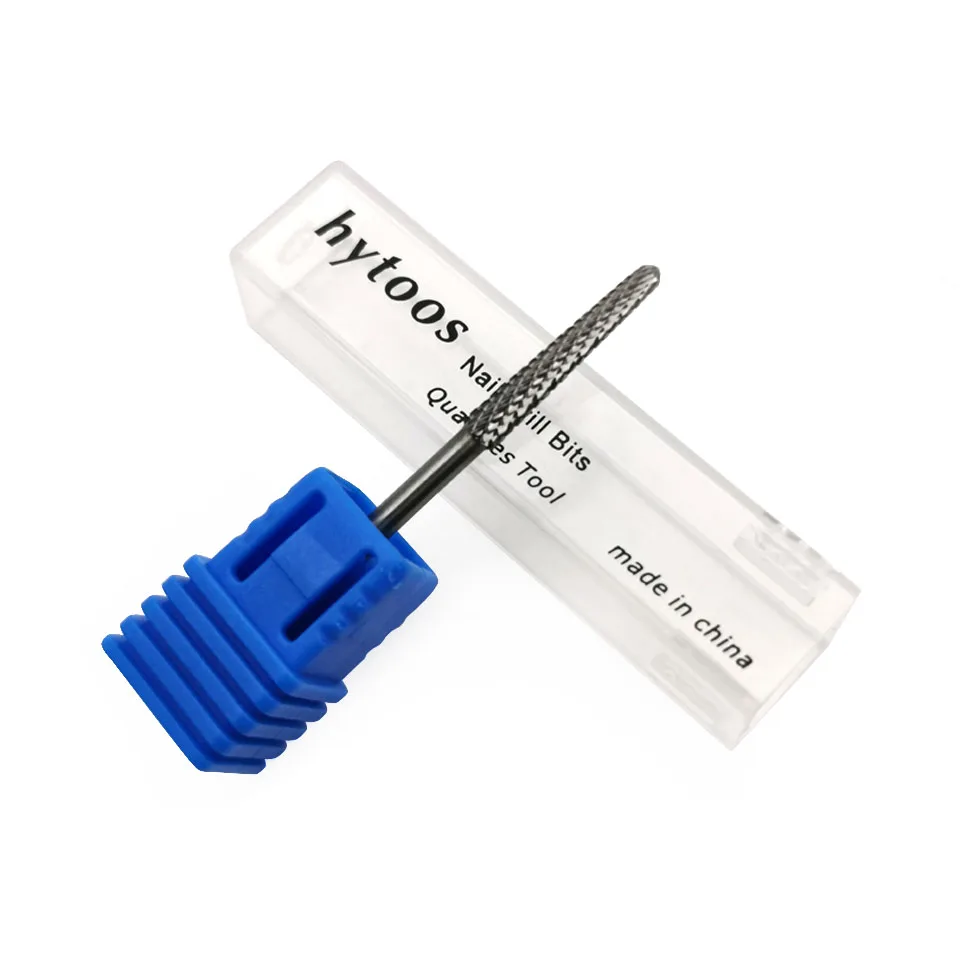 HYTOOS 18mm Cone Cuticle Clean Long Nail Drill Bits Carbide Burr Rotary Grinding Head Manicure Milling Cutters Nails Accessories