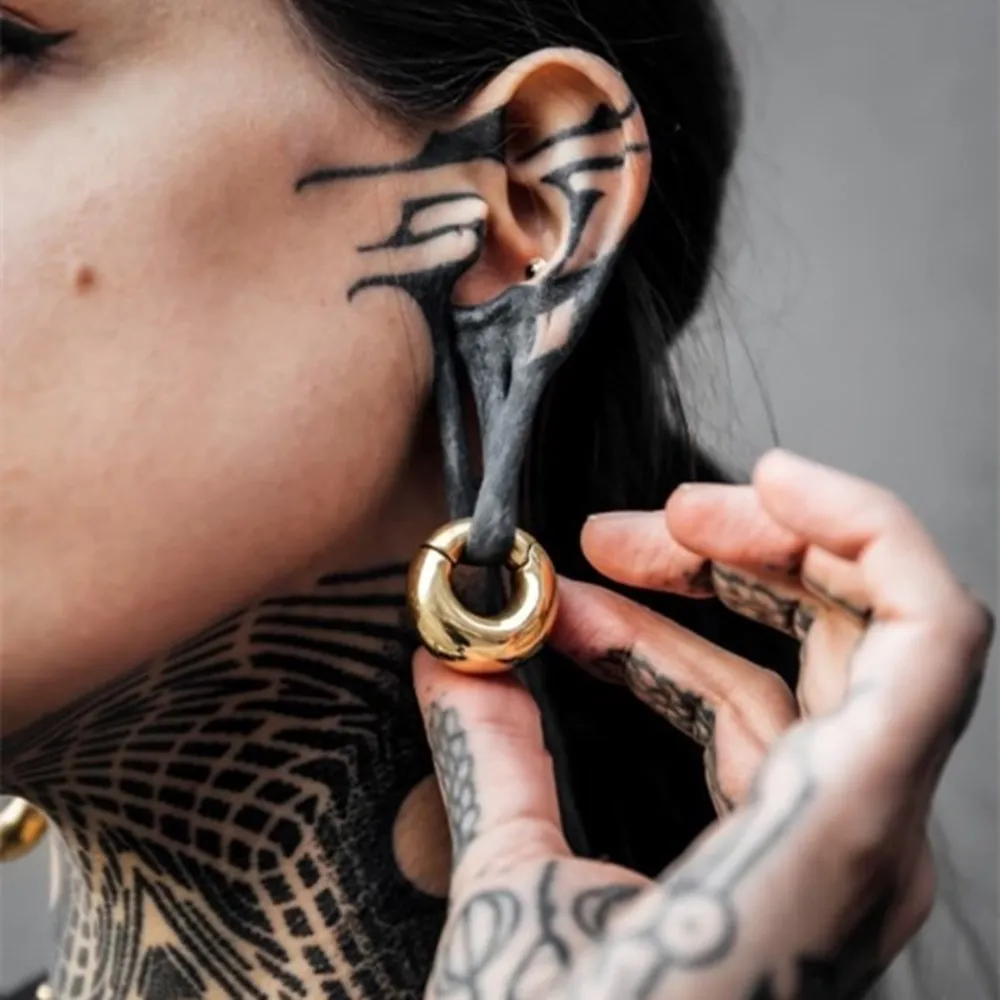 Twolobes 2PCS Daily Fashion Ear Weights Hangers 316 Stainless Steel Tunnels Gauges for Stretched Lobe Piercing Jewelry