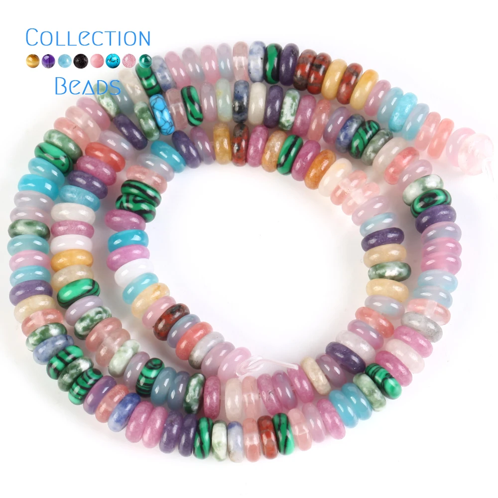 6x2mm 160Pcs Natural Stone Beads Howlite Amazonite Tiger Eye Flat Round Rondelle Beads For Jewelry Making DIY Necklace Bracelet