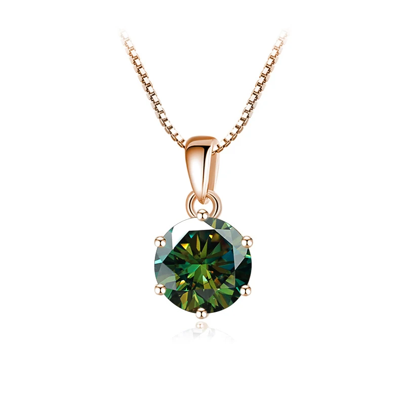 Butterflykiss 6.5mm 1.0 Carat D Moissanite Necklaces Rose Gold Plated Pendant Original Real S925 Silver Chain Jewelry For Women