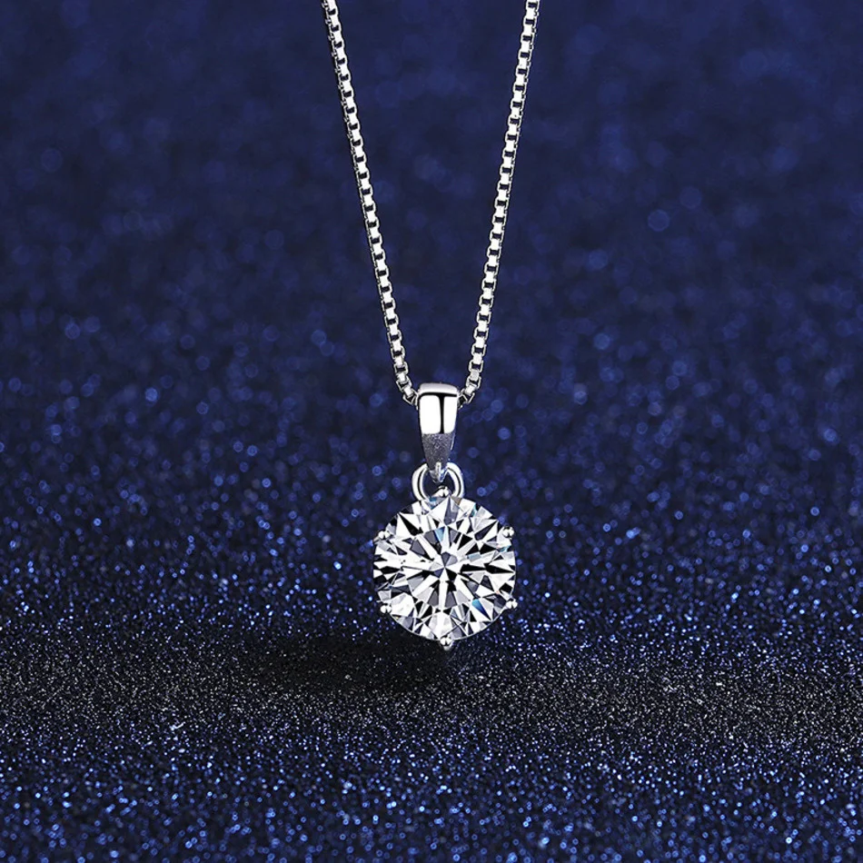Butterflykiss 6.5mm 1.0 Carat D Moissanite Necklaces Rose Gold Plated Pendant Original Real S925 Silver Chain Jewelry For Women