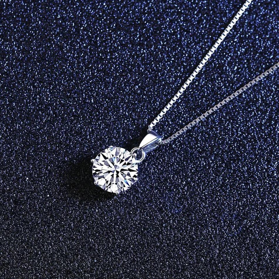 Butterflykiss 6.5mm 1.0 Carat D Moissanite Necklaces Rose Gold Plated Pendant Original Real S925 Silver Chain Jewelry For Women