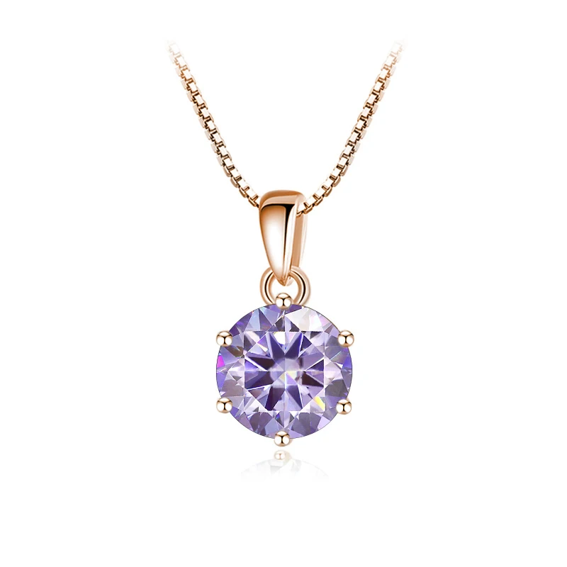 Butterflykiss 6.5mm 1.0 Carat D Moissanite Necklaces Rose Gold Plated Pendant Original Real S925 Silver Chain Jewelry For Women