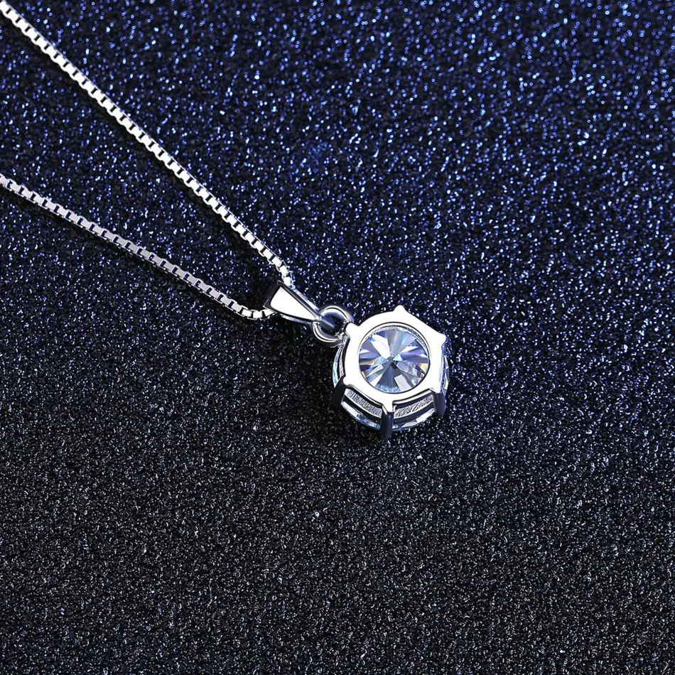 Butterflykiss 6.5mm 1.0 Carat D Moissanite Necklaces Rose Gold Plated Pendant Original Real S925 Silver Chain Jewelry For Women