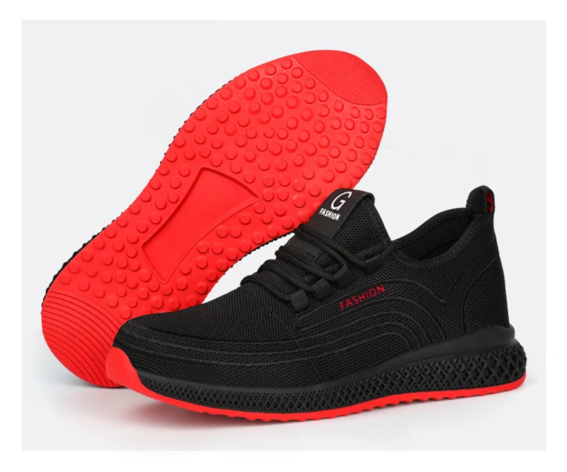 Manlegu Air Mesh Steel Toe Work Shoes Breathable Working Shoes Women Man Safety Shoes Lightweight Puncture-Proof Safety Boots