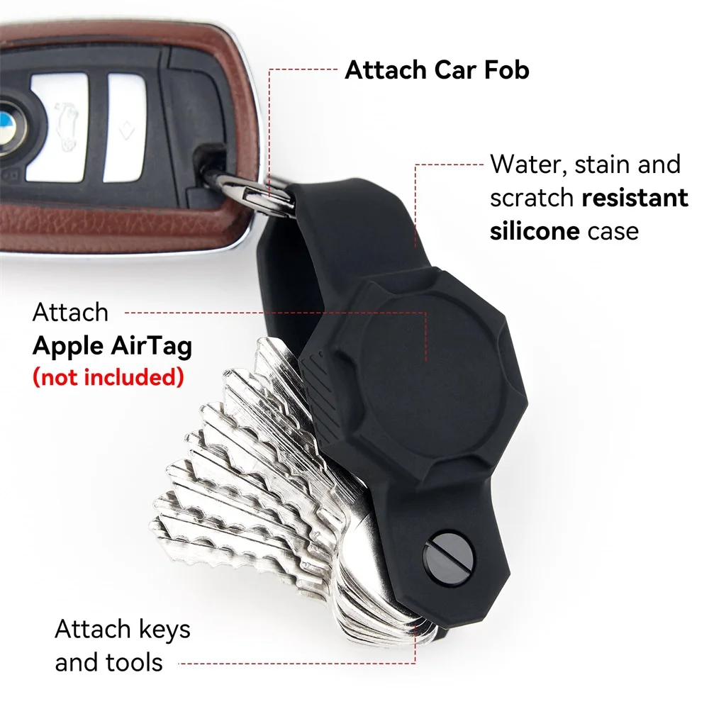 For Apple Airtag Motorcycle Car Keychain Silicone Case Waterproof Multitool Men's Diy Accessories Key Tags Organizer Anti-lost