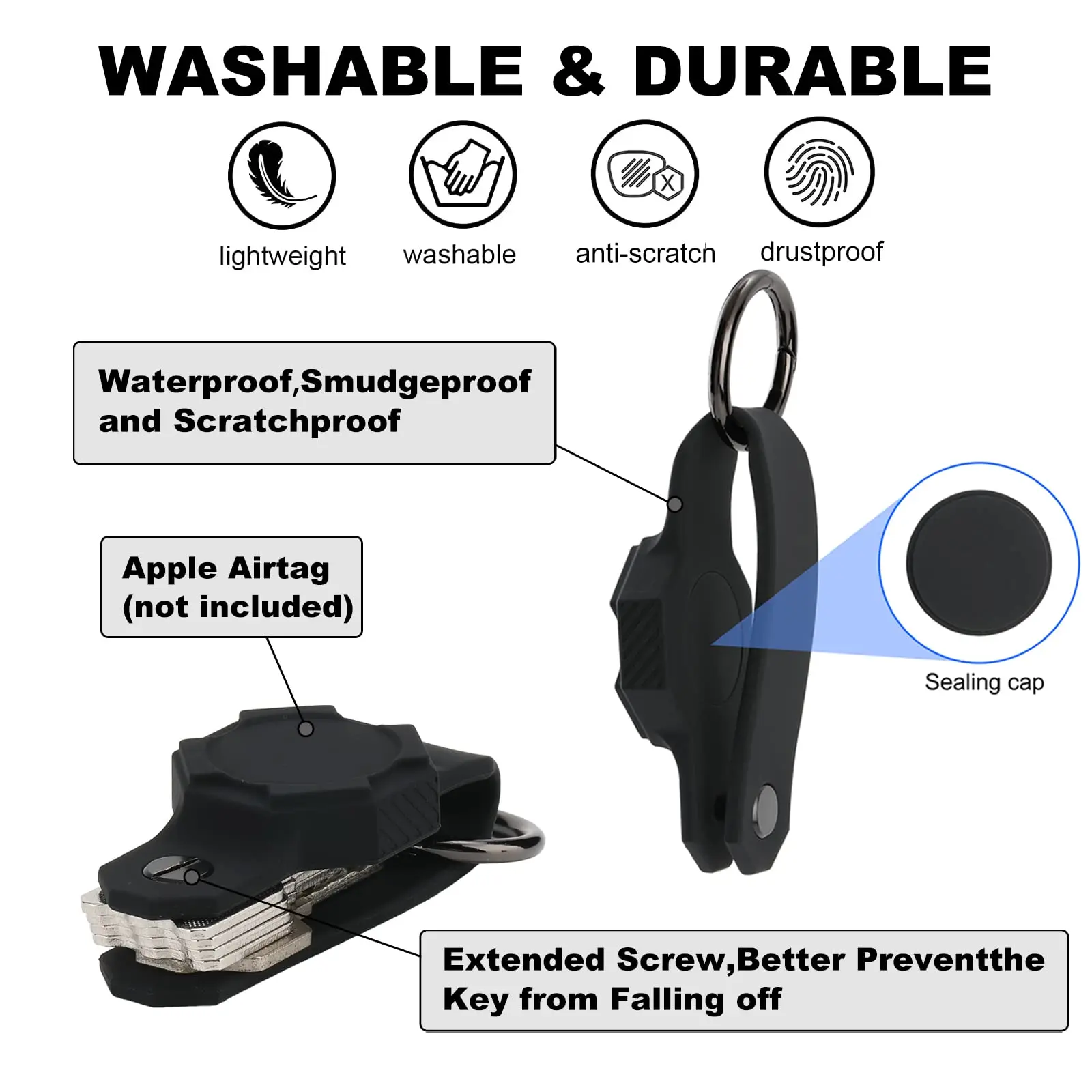 For Apple Airtag Motorcycle Car Keychain Silicone Case Waterproof Multitool Men's Diy Accessories Key Tags Organizer Anti-lost