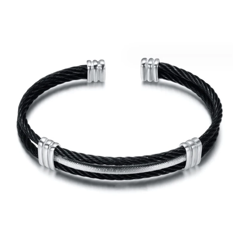 Luxury Gold Color Wire Knot Men Bracelet Hip Hop Women Stainless Steel Open Cuff Brangle Pulseira Bileklik Jewelry