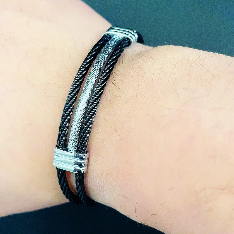 Luxury Gold Color Wire Knot Men Bracelet Hip Hop Women Stainless Steel Open Cuff Brangle Pulseira Bileklik Jewelry