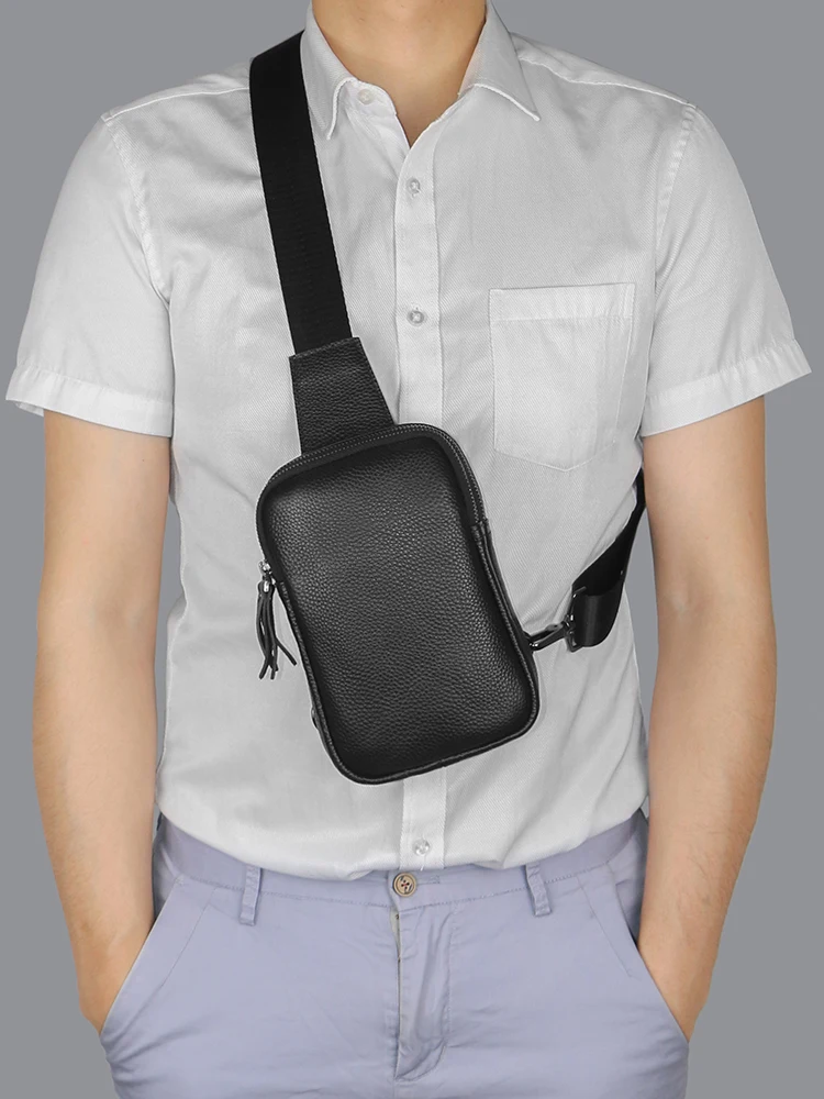 Mens Leather Small Crossbody Bag Shoulder Sling Bag Women Daypacks Chest Bag for Fishing Travel Hiking Backpacks Outdoor Sports