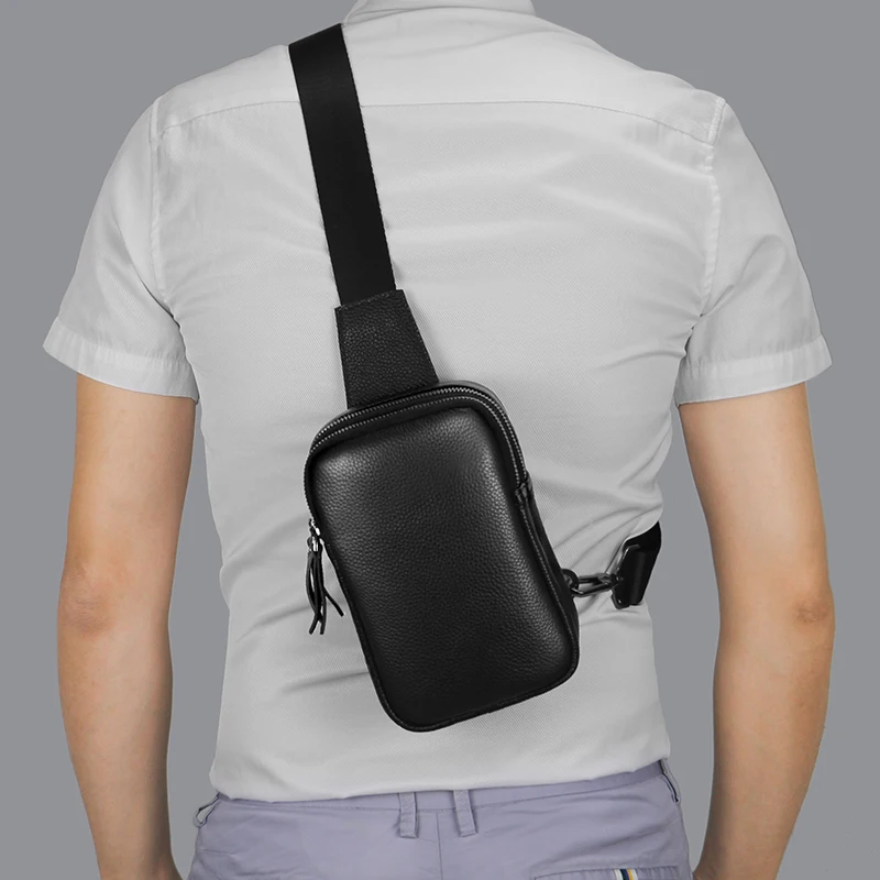 Mens Leather Small Crossbody Bag Shoulder Sling Bag Women Daypacks Chest Bag for Fishing Travel Hiking Backpacks Outdoor Sports