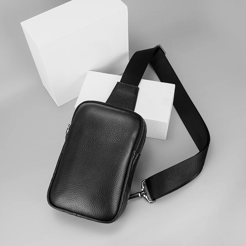 Mens Leather Small Crossbody Bag Shoulder Sling Bag Women Daypacks Chest Bag for Fishing Travel Hiking Backpacks Outdoor Sports