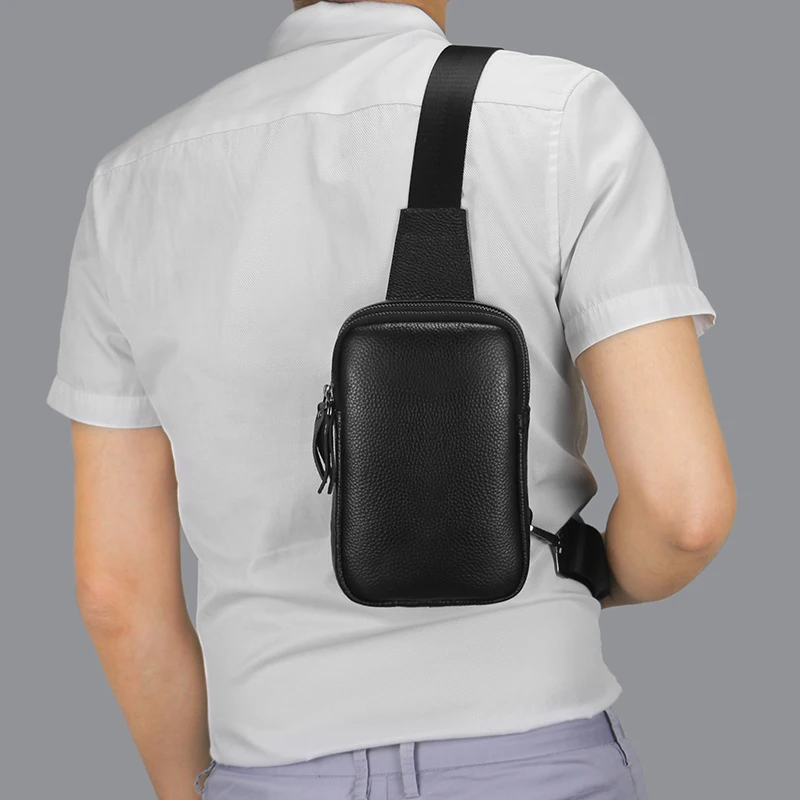 Mens Leather Small Crossbody Bag Shoulder Sling Bag Women Daypacks Chest Bag for Fishing Travel Hiking Backpacks Outdoor Sports