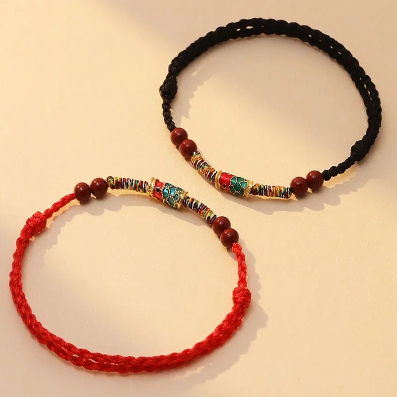 Hand Woven Natural Purple Cinnabar Koi Fish Lucky Bracelets Women Men Red Rope Blessing Wealth Charms Bangles Friend Gift