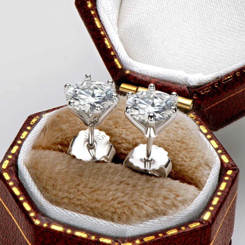 Original 1CT 2CT 3CT D Color Moissanite Earrings for Men Women Real Silver 925 Piercing Stud Earrings Fine Jewelry & Certificate