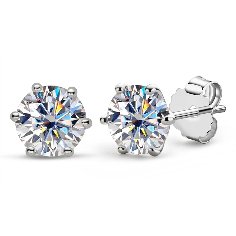 Original 1CT 2CT 3CT D Color Moissanite Earrings for Men Women Real Silver 925 Piercing Stud Earrings Fine Jewelry & Certificate