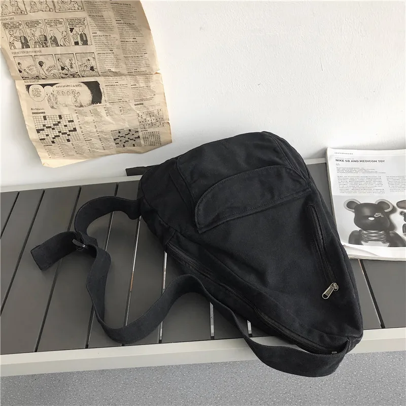 HOCODO Canvas Chest Bag Women 2022 Women Shoulder Messenger Bag Unisex Canvas Crossbody Bag Muliti Pocket Casual Women Bag
