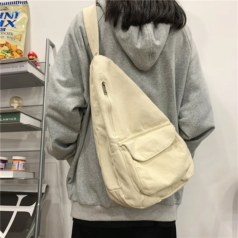 HOCODO Canvas Chest Bag Women 2022 Women Shoulder Messenger Bag Unisex Canvas Crossbody Bag Muliti Pocket Casual Women Bag