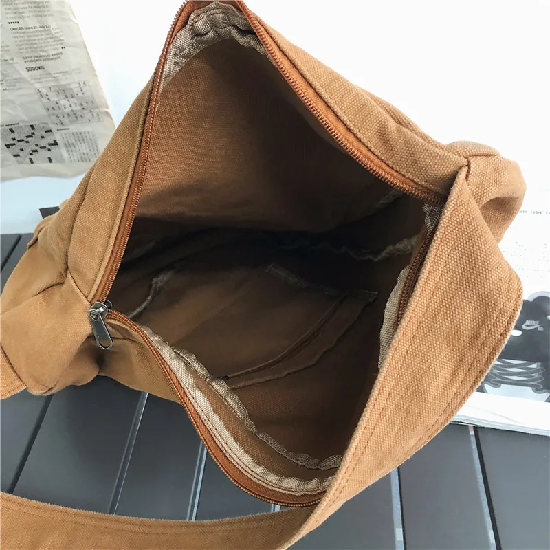 HOCODO Canvas Chest Bag Women 2022 Women Shoulder Messenger Bag Unisex Canvas Crossbody Bag Muliti Pocket Casual Women Bag