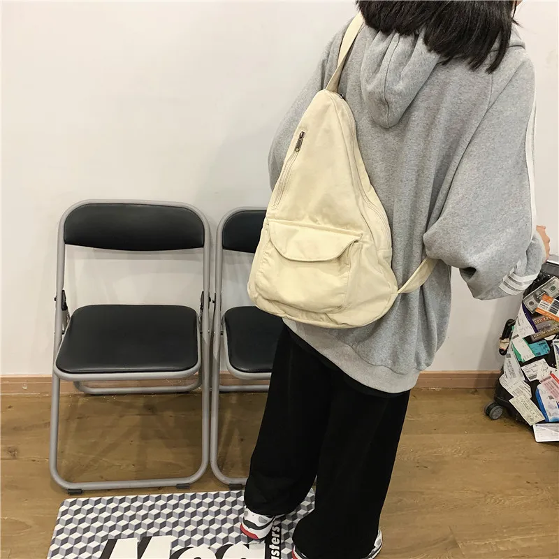 HOCODO Canvas Chest Bag Women 2022 Women Shoulder Messenger Bag Unisex Canvas Crossbody Bag Muliti Pocket Casual Women Bag