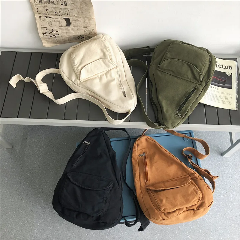 HOCODO Canvas Chest Bag Women 2022 Women Shoulder Messenger Bag Unisex Canvas Crossbody Bag Muliti Pocket Casual Women Bag