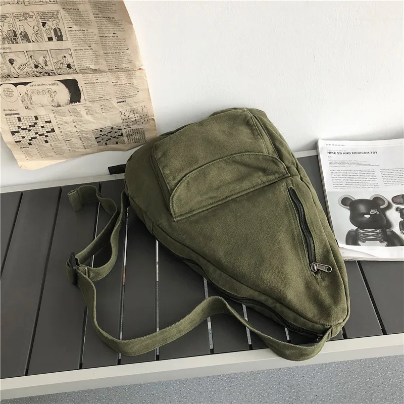 HOCODO Canvas Chest Bag Women 2022 Women Shoulder Messenger Bag Unisex Canvas Crossbody Bag Muliti Pocket Casual Women Bag