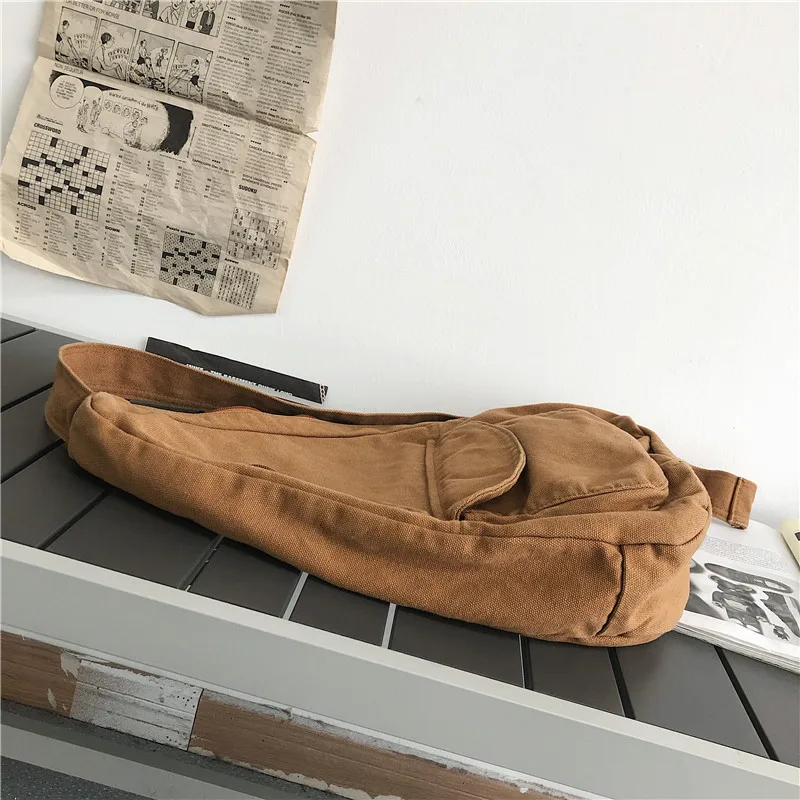 HOCODO Canvas Chest Bag Women 2022 Women Shoulder Messenger Bag Unisex Canvas Crossbody Bag Muliti Pocket Casual Women Bag