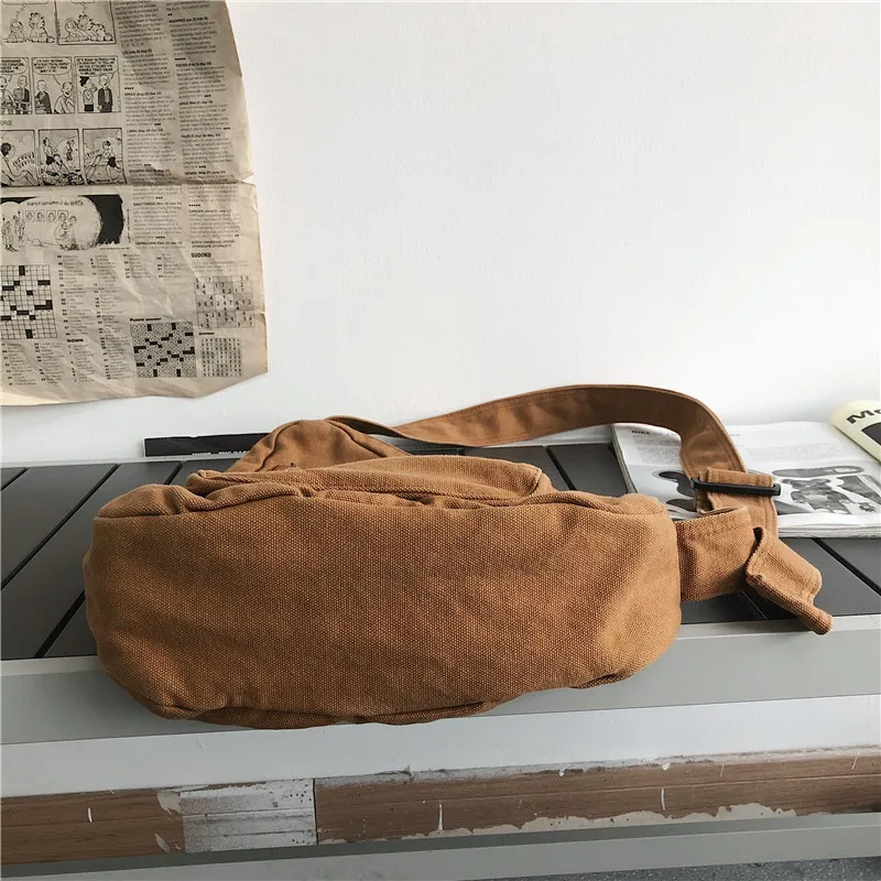 HOCODO Canvas Chest Bag Women 2022 Women Shoulder Messenger Bag Unisex Canvas Crossbody Bag Muliti Pocket Casual Women Bag