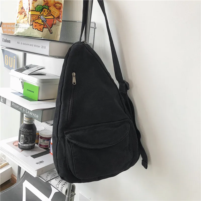 HOCODO Canvas Chest Bag Women 2022 Women Shoulder Messenger Bag Unisex Canvas Crossbody Bag Muliti Pocket Casual Women Bag