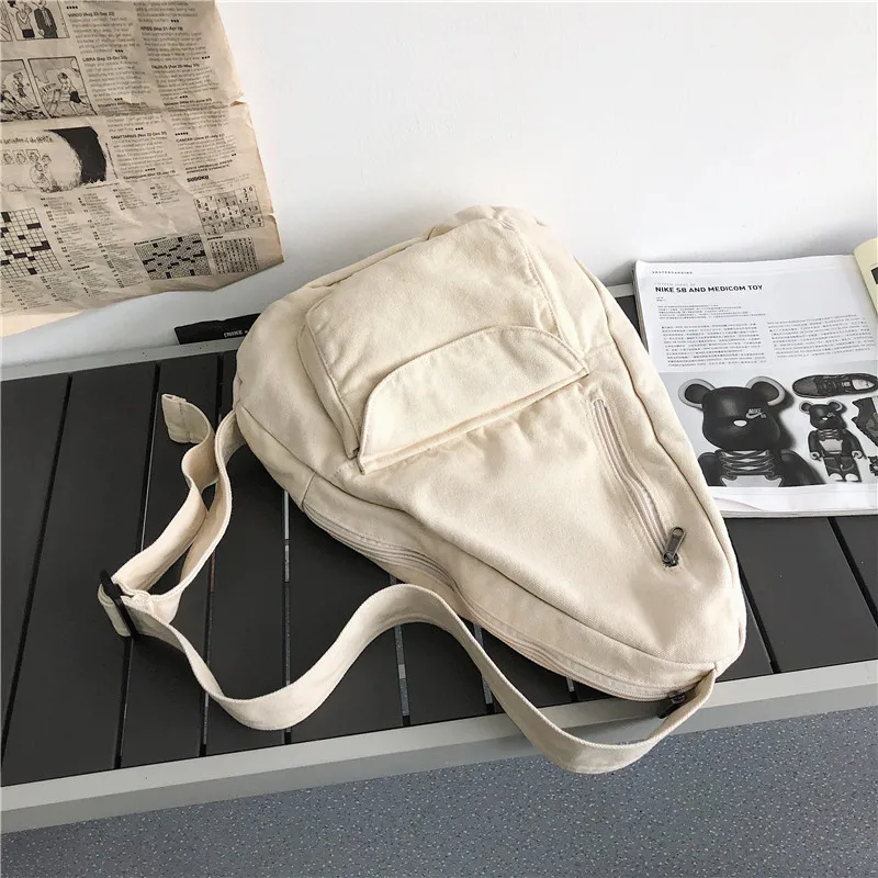 HOCODO Canvas Chest Bag Women 2022 Women Shoulder Messenger Bag Unisex Canvas Crossbody Bag Muliti Pocket Casual Women Bag