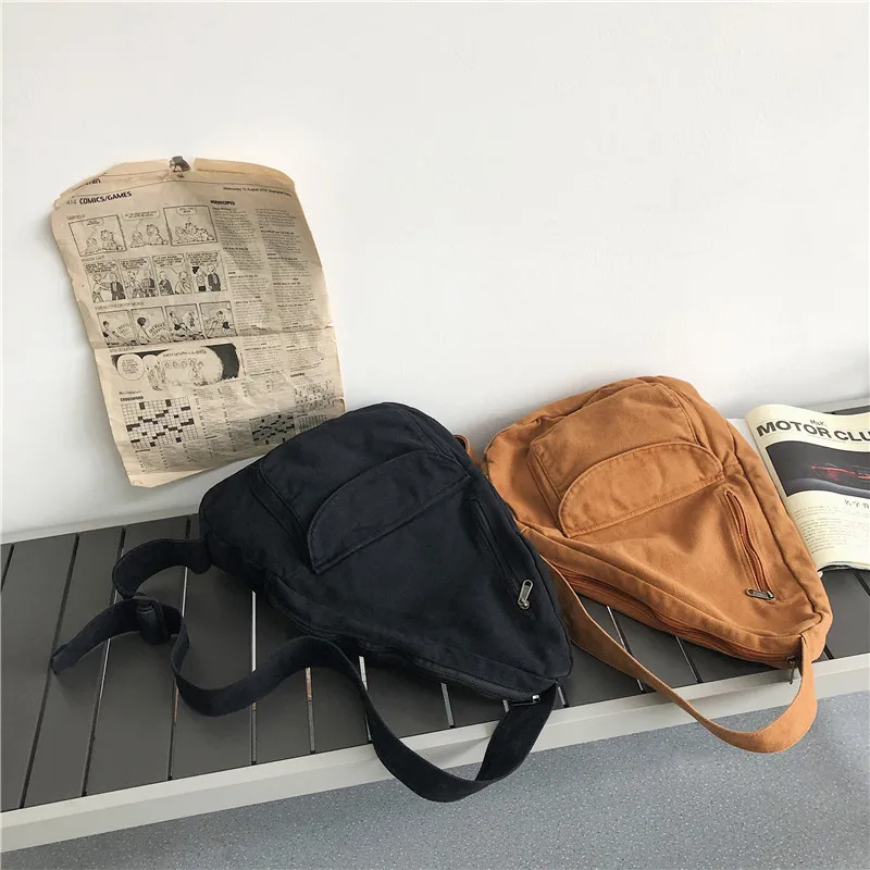 HOCODO Canvas Chest Bag Women 2022 Women Shoulder Messenger Bag Unisex Canvas Crossbody Bag Muliti Pocket Casual Women Bag