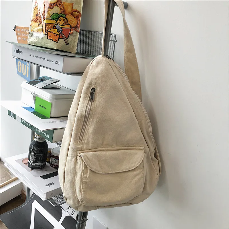 HOCODO Canvas Chest Bag Women 2022 Women Shoulder Messenger Bag Unisex Canvas Crossbody Bag Muliti Pocket Casual Women Bag