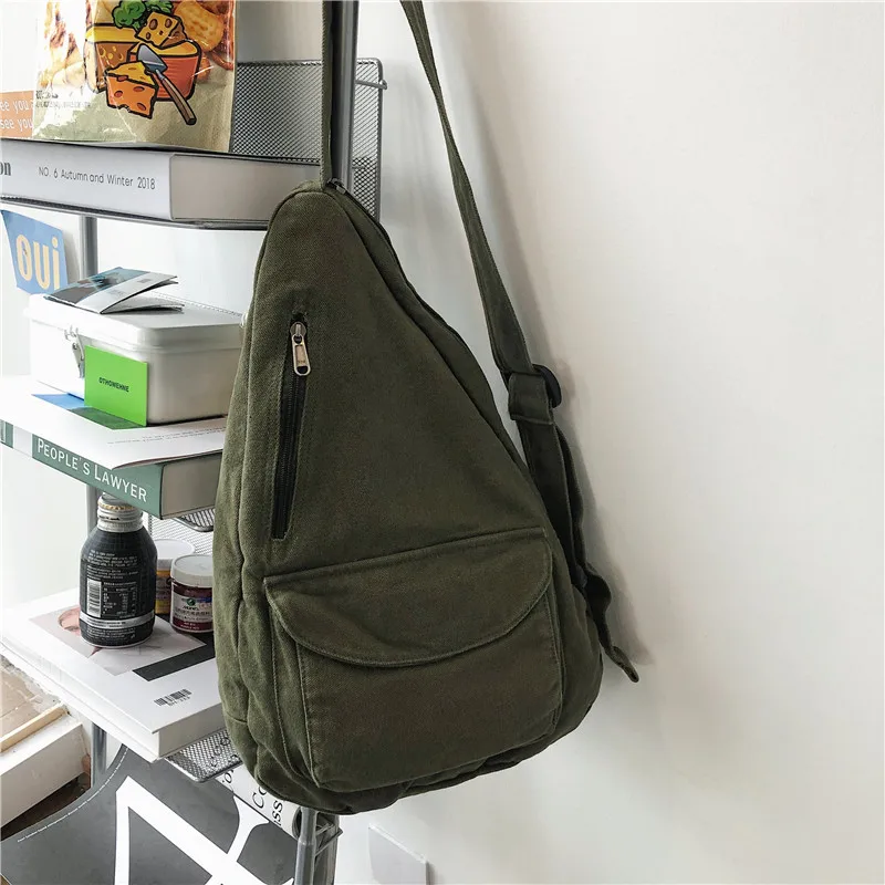 HOCODO Canvas Chest Bag Women 2022 Women Shoulder Messenger Bag Unisex Canvas Crossbody Bag Muliti Pocket Casual Women Bag
