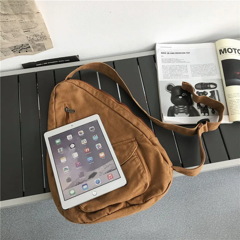 HOCODO Canvas Chest Bag Women 2022 Women Shoulder Messenger Bag Unisex Canvas Crossbody Bag Muliti Pocket Casual Women Bag