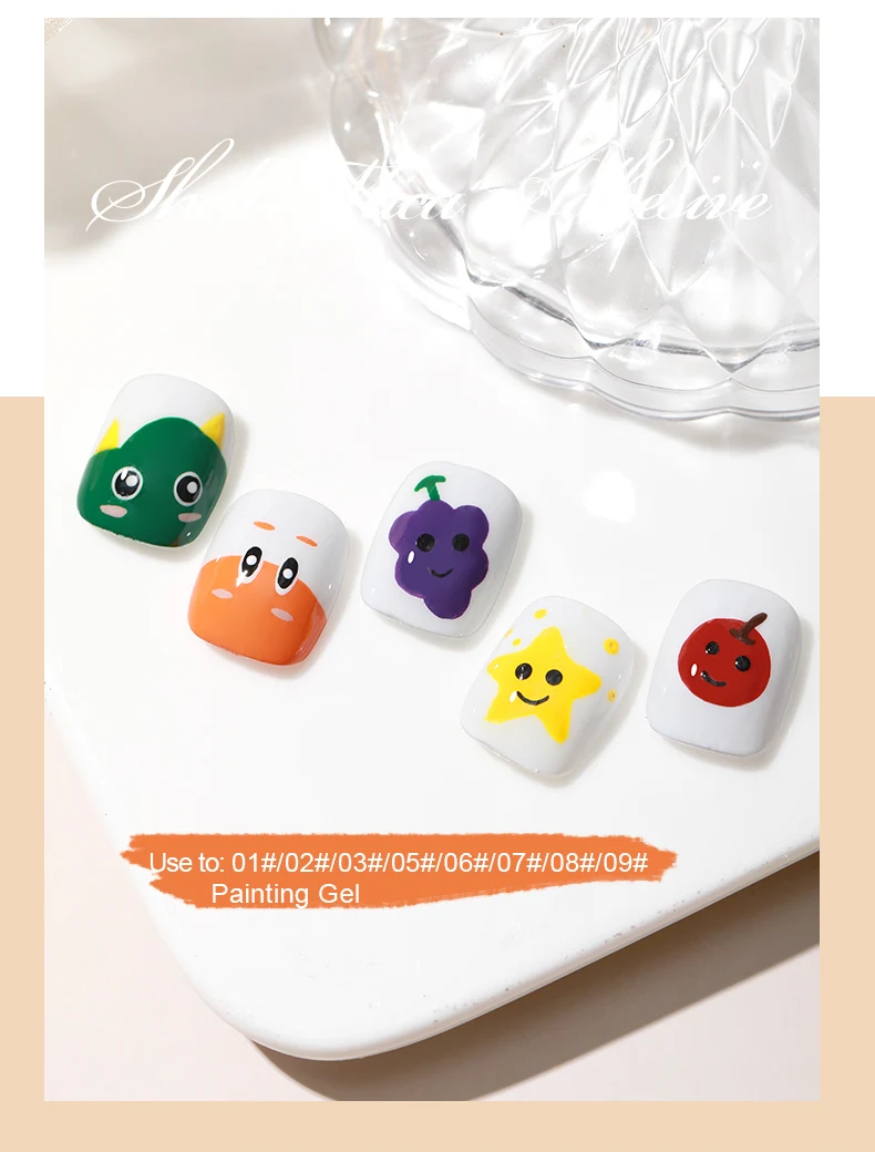 AS 12pcs Gel Nail Polish Colorful Painting Gel Set Nail Art Vernis Semi Permanent Glitter Polish UV Nail Gel Manicure Kit