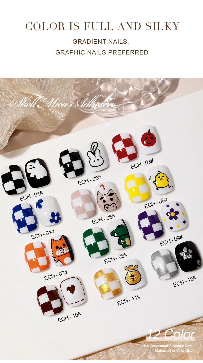 AS 12pcs Gel Nail Polish Colorful Painting Gel Set Nail Art Vernis Semi Permanent Glitter Polish UV Nail Gel Manicure Kit