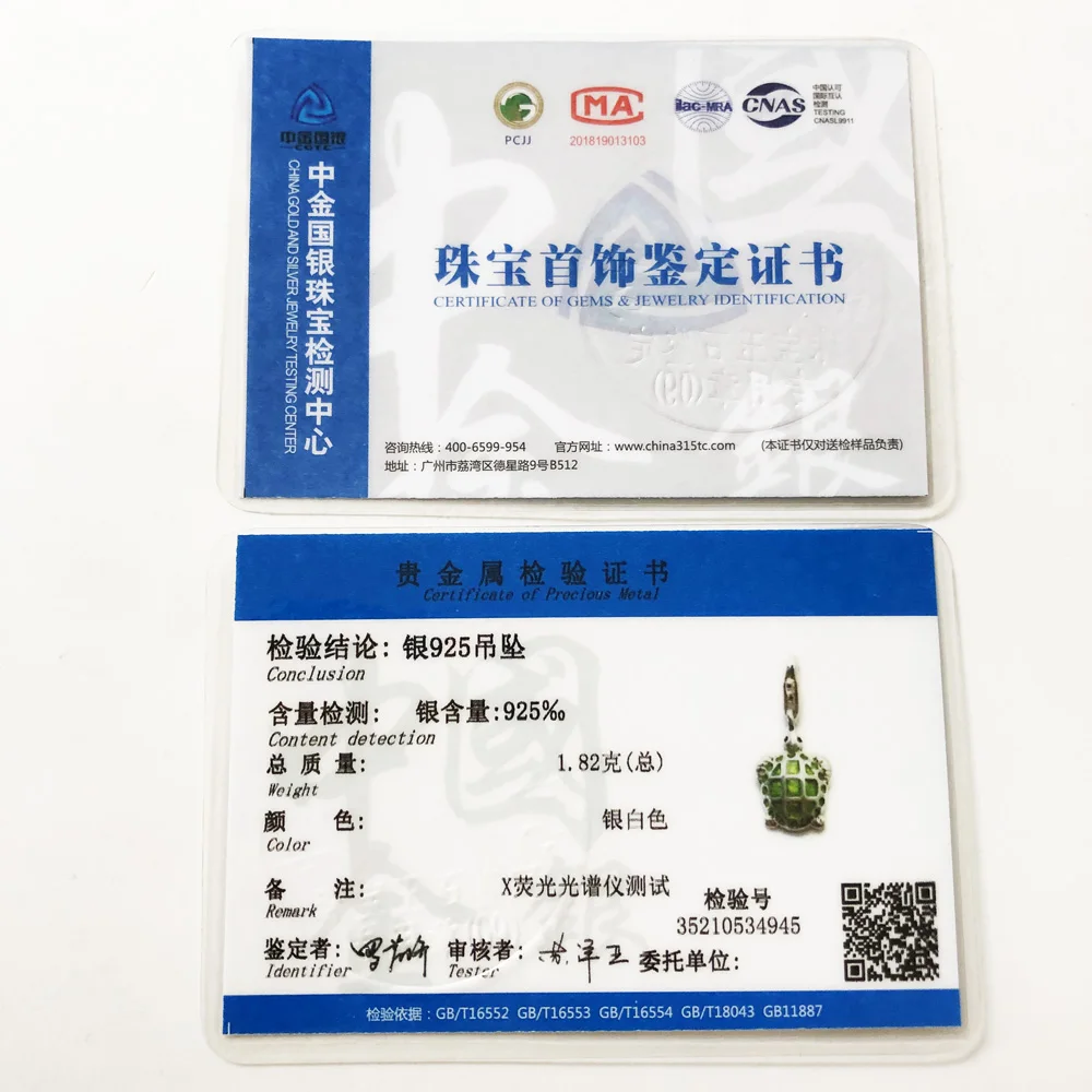 Green Turtle Charm Pendants For Women Men Brand New 925 Sterling Silver Cute Ocean Jewelry